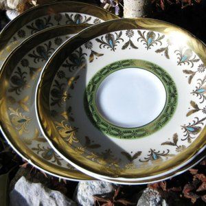 Royal Grafton England Plates  Saucers Set 24k gold gild Vintage